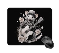 Anceky Alfombrilla de ratón Cuadrada para Juegos con Base de Goma Antideslizante, 25 x 30 cm, diseño de zarigüeya de Roca Tocando la Guitarra
