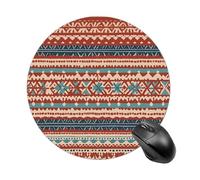 Anceky Alfombrilla de ratón de Lino Bohemio con Rayas Jacquard, Impermeable, para Juegos, con Base de Goma Antideslizante, Redonda, con Bordes cosidos para Escritorio de 7,8 Pulgadas.
