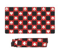 Anceky Alfombrilla de ratón Extragrande de Goma con diseño de Cartas de póker a Cuadros Rojos y Negros, para Oficina, Juegos y hogar, 15,8 x 29,5 Pulgadas