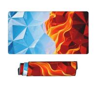 Anceky Alfombrilla de ratón geométrica Ice Meets Fire, Extragrande, de Goma, para Oficina, Juegos, hogar, 15,8 x 29,5 Pulgadas
