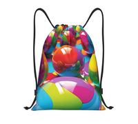 Anceky Bolsa de gimnasio ligera y pequeña con cordón para mujer, mochila con balón de fútbol colorido para viajes deportivos