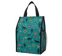 Anceky Bolsa térmica aislante con bolsillos, estilo nativo americano del suroeste, portátil, plegable y a prueba de fugas, ideal para picnics y desplazamientos diarios.