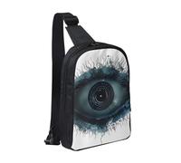 Anceky Bolso bandolera con estampado de mal de ojo para hombre, mujer y niño, ligero, para correr, senderismo, ciclismo y viajes, color negro, talla única.