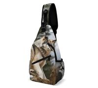 Anceky Bolso bandolera para hombre y mujer, diseño de lobo salvaje, color nieve y montaña, informal, tipo bandolera, para viaje, tipo mochila