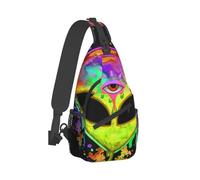 Anceky Bolso bandolera unisex con diseño de arcoíris y diseño de alienígena espacial y tercer ojo, ideal para viajes, deportes, senderismo y ocio