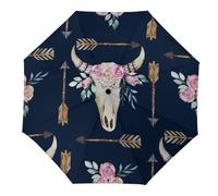 Anceky Bull Skull-Boho Arrow-Bohemian Wild Animal Sk Small Strong But Light Portable And Folding Rain Umbrella for Rain Windproof, Durable Premium Grip