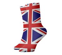 Anceky Calcetines casuales cálidos con estampado de la bandera del Reino Unido, cómodos y transpirables, hasta la pantorrilla.