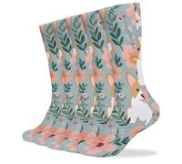 Anceky Calcetines Corgi Floral Flowers Spring Garden para mujer, paquete de 5. Calcetines deportivos transpirables para hombre, ideales para el trabajo y para correr, paquete de 5 pares.