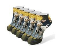 Anceky Calcetines Cow over The Moon, invisibles, de corte bajo, antideslizantes, deportivos, casuales, unisex.