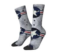 Anceky Calcetines deportivos con imagen de la estrella de la USAF sobre metal grunge con agujeros de bala para hombre y mujer.
