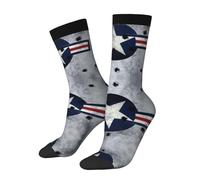 Anceky Calcetines deportivos con imagen de la estrella de la USAF sobre metal grunge con agujeros de bala para hombre y mujer.