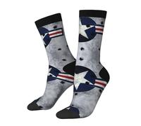 Anceky Calcetines deportivos con imagen de la estrella de la USAF sobre metal grunge con agujeros de bala para hombre y mujer.