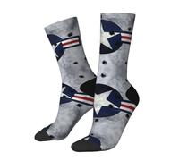Anceky Calcetines deportivos con imagen de la estrella de la USAF sobre metal grunge con agujeros de bala para hombre y mujer.