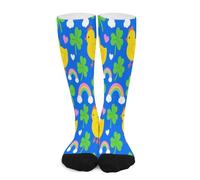 Anceky Calcetines deportivos para hombre y mujer, calcetines deportivos Blue Chicken Clover Crew, calcetines deportivos
