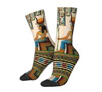 Anceky Calcetines novedosos con papiro egipcio antiguo que representa a la reina Nefertari y el Imperio Histórico para hombre y mujer.