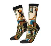 Anceky Calcetines novedosos con papiro egipcio antiguo que representa a la reina Nefertari y el Imperio Histórico para hombre y mujer.