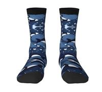 Anceky Calcetines transpirables para correr y entrenar - Calcetines elásticos de media pantorrilla con estampado de orca azul, ideales para correr y para entrenamientos diarios.