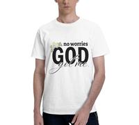 Anceky Camiseta de algodón con Cuello Redondo para Hombre y Mujer No Worries, God-Got Me