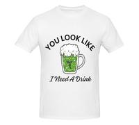 Anceky Camiseta de algodón con Cuello Redondo You Look Like I Need A Drink para Hombre y Mujer