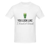 Anceky Camiseta de algodón con Cuello Redondo You Look Like I Need A Drink para Hombre y Mujer