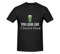 Anceky Camiseta de algodón con Cuello Redondo You Look Like I Need A Drink para Hombre y Mujer