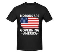 Anceky Camiseta de Cuello Redondo de algodón con el Lema Los Idiotas gobiernan Estados Unidos para Hombre y Mujer.