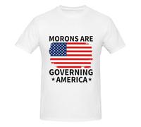 Anceky Camiseta de Cuello Redondo de algodón con el Lema Los Idiotas gobiernan Estados Unidos para Hombre y Mujer.