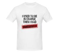 Anceky Camiseta de Cuello Redondo de algodón para Hombre y Mujer con la Frase Yo Estaba al Mando, Luego tuve una Nieta.