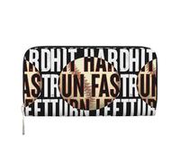 Anceky Cartera de béisbol de Cuero sintético con diseño de Golpea Fuerte, Corre rápido, Gira a la Izquierda para Mujer y Hombre, Cartera para Tarjetas de crédito, Cartera Larga con Cremallera.