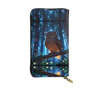 Anceky Cartera de Cuero con Cremallera de búho Misterioso, Bolso de Mano de 7,5 x 4,1 Pulgadas de Largo, múltiples Compartimentos y Gran Capacidad