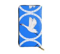 Anceky Cartera de Cuero con Cremallera de Ganso Blanco Volador, Bolso de Mano de 7,5 x 4,1 Pulgadas de Largo, múltiples Compartimentos y Gran Capacidad