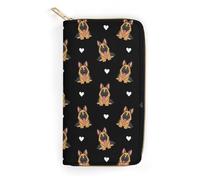Anceky Cartera de Cuero para Accesorios de Viaje, con diseño de corazón de Perro Pastor, Gran Capacidad y Cremallera, Ideal para Efectivo, Tarjetas y artículos Esenciales Diarios.