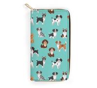 Anceky Cartera de Cuero para Accesorios de Viaje, diseño de Pastor Australiano con Cremallera de Gran Capacidad, Monedero portátil para Efectivo, Tarjetas y artículos Esenciales Diarios.