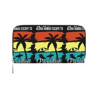 Anceky Cartera de Cuero sintético Aloha Hawall Escape To Paradise Summer Vibes Beach para Mujer y Hombre, Tarjetero, Bolso de Mano Largo con Cremallera.