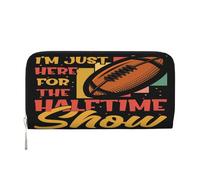 Anceky Cartera de Cuero sintético con diseño de fútbol I Am Just Here For The Halftime Show para Mujer y Hombre, Tarjetero, Bolso de Mano Largo con Cremallera.
