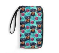 Anceky Cartera de Mano con Cremallera de Gran Capacidad de Piel sintética, Carteras portátiles con Forma de Cuerda, Mujeres, Lindo Cachorro de Rottweiler, Perro de Granja Perezoso