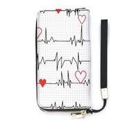 Anceky Cartera de Mano Larga y Moderna con latidos de corazón Blanco para Llamar a Las Enfermeras, Cartera portátil de Gran Capacidad.