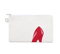 Anceky Cartera de Mano Suave, Bolso de Lona para Mujer, con Cremallera, para Maquillaje, Monedero, Billetes, Estampado de 19 x 11 cm, con Tacones Rojos.