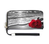 Anceky Cartera de Mano Sunset Rose Beach para Mujer, de Cuero, con Cremallera, Gran Capacidad, para teléfono, Tarjetero, Bolso de Mano Largo para Viaje