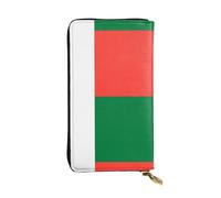 Anceky Cartera de Piel con Cremallera con la Bandera de Madagascar, Bolso de Mano de 7,5 x 4,1 Pulgadas de Largo, múltiples Compartimentos y Gran Capacidad.