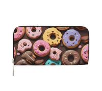 Anceky Cartera de Piel sintética con diseño de donas deliciosas para Mujer y Hombre, con Cremallera, Tarjetero, Bolso de Mano Largo.