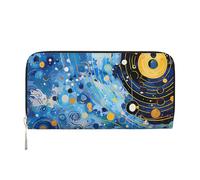 Anceky Cartera de Piel sintética con diseño de Planeta Espacial para Mujer y Hombre, con Cremallera, Tarjetero, Bolso de Mano Largo.