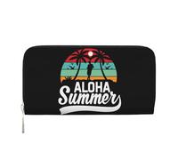 Anceky Cartera de Piel sintética Estilo Aloha de Verano para Mujer y Hombre, Estilo Island of Paradise, con Tarjetero, Larga, con Cremallera.