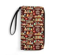 Anceky Cartera de Piel sintética para Mujer con el Lema Leer es mi Lugar Feliz, Gran Capacidad, Tarjetero, Monedero, Ideal para el día a día.