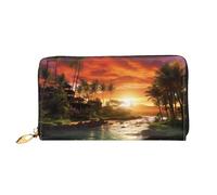 Anceky Cartera Larga con Cremallera Estilo Tropical Misterioso, de Piel sintética, Tarjetero de Viaje, Bolso de Mano para Mujer y Hombre.