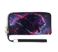 Anceky Cartera Larga de Piel sintética con diseño de león en Llamas para Mujer, Fina, con Cremallera y Bolsillo para Tarjetas de Gran Capacidad, 7,9" x 4,1"