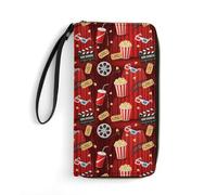 Anceky Cartera Multifuncional de Piel roja para Mujer con diseño de claqueta de Cine, Palomitas de maíz y Navidad. Gran Capacidad, Resistente al Agua, Ideal para Viajar.