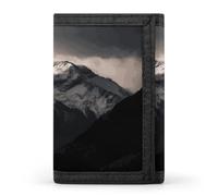 Anceky Cartera para Hombre White Black Mountain Under The Sky, Billetera Triple de Gran Capacidad, Delgada y Elegante, con Ventana para identificación.