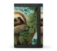 Anceky Cartera Triple para Hombre, Monedero con diseño de Perezoso Hug Tree, Tarjetero Delgado con Clip para Billetes y 8 Ranuras para Tarjetas.