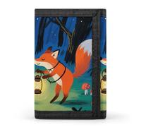 Anceky Cartera Triple Plegable con 8 Ranuras para Tarjetas y Clip para Billetes - Cartera Delgada y compacta Fox at Night para Hombres y Mujeres.